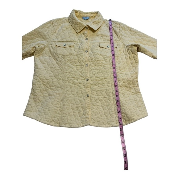 Quilted Corduroy Snap Button Pastel Yellow Coat | Denver Hayes - Size Medium - Picture 9 of 12
